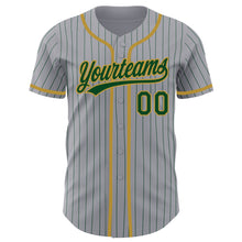 Load image into Gallery viewer, Custom Gray Green Pinstripe Old Gold Authentic Baseball Jersey
