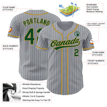 Load image into Gallery viewer, Custom Gray Green Pinstripe Old Gold Authentic Baseball Jersey
