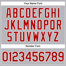 Load image into Gallery viewer, Custom Gray White Pinstripe Red Authentic Baseball Jersey
