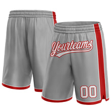 Load image into Gallery viewer, Custom Gray White-Red Authentic Basketball Shorts
