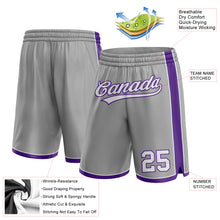 Load image into Gallery viewer, Custom Gray White-Purple Authentic Basketball Shorts

