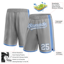 Load image into Gallery viewer, Custom Gray White-Light Blue Authentic Basketball Shorts
