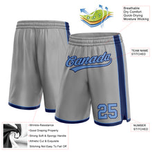Load image into Gallery viewer, Custom Gray Light Blue-Navy Authentic Basketball Shorts
