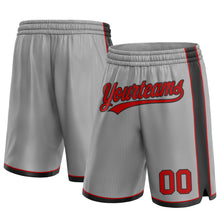 Load image into Gallery viewer, Custom Gray Red-Black Authentic Basketball Shorts
