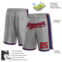Load image into Gallery viewer, Custom Gray Red-Navy Authentic Basketball Shorts
