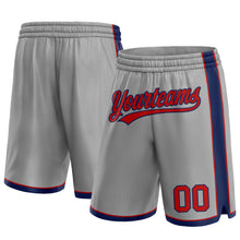 Load image into Gallery viewer, Custom Gray Red-Navy Authentic Basketball Shorts
