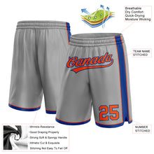 Load image into Gallery viewer, Custom Gray Orange-Royal Authentic Basketball Shorts
