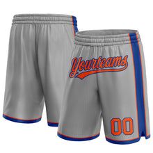 Load image into Gallery viewer, Custom Gray Orange-Royal Authentic Basketball Shorts
