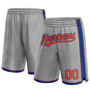 Custom Gray Orange-Royal Authentic Basketball Shorts