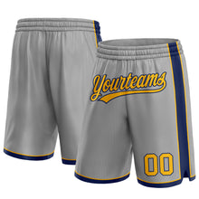 Load image into Gallery viewer, Custom Gray Gold-Navy Authentic Basketball Shorts
