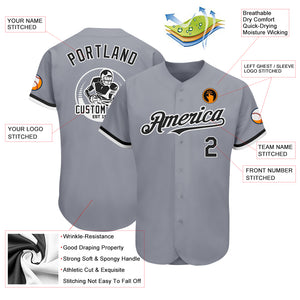 Custom Gray Black-White Authentic Baseball Jersey