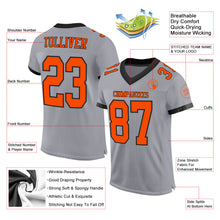Load image into Gallery viewer, Custom Gray Orange-Black Mesh Authentic Football Jersey
