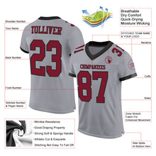 Load image into Gallery viewer, Custom Gray Crimson-Black Mesh Authentic Football Jersey
