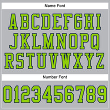 Load image into Gallery viewer, Custom Gray Neon Green-Navy Mesh Authentic Football Jersey
