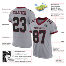 Load image into Gallery viewer, Custom Gray Black-Burgundy Mesh Authentic Football Jersey
