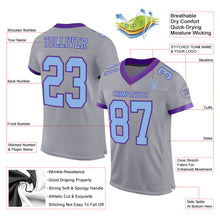 Load image into Gallery viewer, Custom Gray Light Blue-Purple Mesh Authentic Football Jersey
