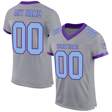 Custom Gray Light Blue-Purple Mesh Authentic Football Jersey