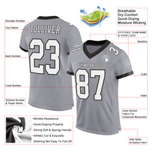 Load image into Gallery viewer, Custom Gray White-Black Mesh Authentic Football Jersey
