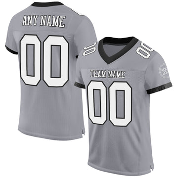 Custom Gray White-Black Mesh Authentic Football Jersey