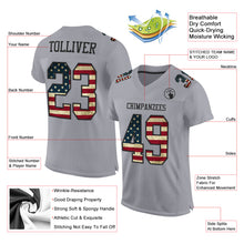 Load image into Gallery viewer, Custom Gray Vintage USA Flag-Black Mesh Authentic Football Jersey
