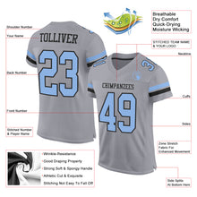Load image into Gallery viewer, Custom Gray Light Blue-Black Mesh Authentic Football Jersey
