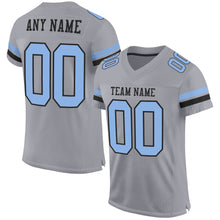Load image into Gallery viewer, Custom Gray Light Blue-Black Mesh Authentic Football Jersey
