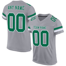 Load image into Gallery viewer, Custom Gray Kelly Green-White Mesh Authentic Football Jersey
