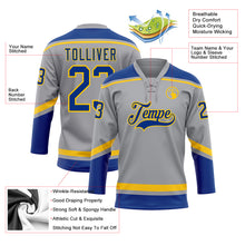 Load image into Gallery viewer, Custom Gray Royal-Yellow Hockey Lace Neck Jersey
