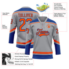 Load image into Gallery viewer, Custom Gray Orange-Royal Hockey Lace Neck Jersey
