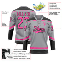 Load image into Gallery viewer, Custom Gray Pink-Black Hockey Lace Neck Jersey
