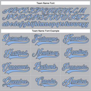 Custom Gray Light Blue-Steel Gray Hockey Lace Neck Jersey