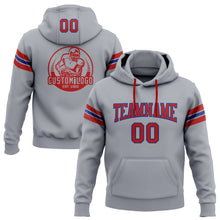 Load image into Gallery viewer, Custom Stitched Gray Red-Royal Football Pullover Sweatshirt Hoodie
