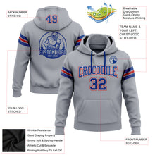 Load image into Gallery viewer, Custom Stitched Gray Royal-Red Football Pullover Sweatshirt Hoodie
