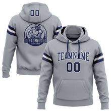 Load image into Gallery viewer, Custom Stitched Gray Navy-White Football Pullover Sweatshirt Hoodie
