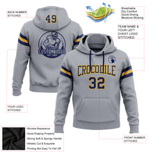 Load image into Gallery viewer, Custom Stitched Gray Navy-Gold Football Pullover Sweatshirt Hoodie
