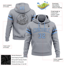 Load image into Gallery viewer, Custom Stitched Gray Light Blue-Steel Gray Football Pullover Sweatshirt Hoodie
