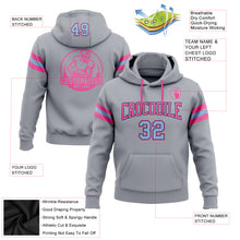 Load image into Gallery viewer, Custom Stitched Gray Light Blue Black-Pink Football Pullover Sweatshirt Hoodie
