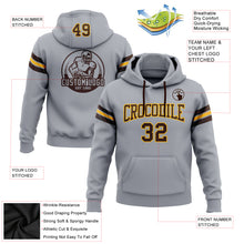 Load image into Gallery viewer, Custom Stitched Gray Brown-Gold Football Pullover Sweatshirt Hoodie
