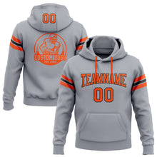 Load image into Gallery viewer, Custom Stitched Gray Orange-Black Football Pullover Sweatshirt Hoodie
