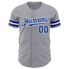 Load image into Gallery viewer, Custom Gray Royal-White Authentic Baseball Jersey
