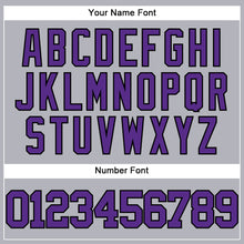 Load image into Gallery viewer, Custom Gray Purple-Black Authentic Baseball Jersey
