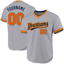 Load image into Gallery viewer, Custom Gray Orange Gold-Navy Authentic Throwback Baseball Jersey
