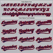 Load image into Gallery viewer, Custom Gray Navy-Red Authentic Throwback Baseball Jersey
