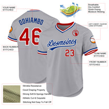 Load image into Gallery viewer, Custom Gray Red-Royal Authentic Throwback Baseball Jersey
