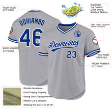 Load image into Gallery viewer, Custom Gray Royal-White Authentic Throwback Baseball Jersey
