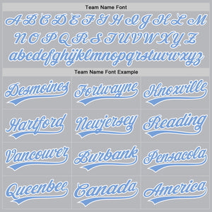 Custom Gray Light Blue-White Authentic Throwback Baseball Jersey