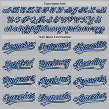 Load image into Gallery viewer, Custom Gray Light Blue-Black Authentic Throwback Baseball Jersey
