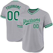 Load image into Gallery viewer, Custom Gray Kelly Green-White Authentic Throwback Baseball Jersey
