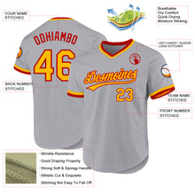 Load image into Gallery viewer, Custom Gray Gold-Red Authentic Throwback Baseball Jersey
