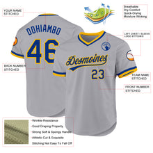 Load image into Gallery viewer, Custom Gray Royal-Gold Authentic Throwback Baseball Jersey
